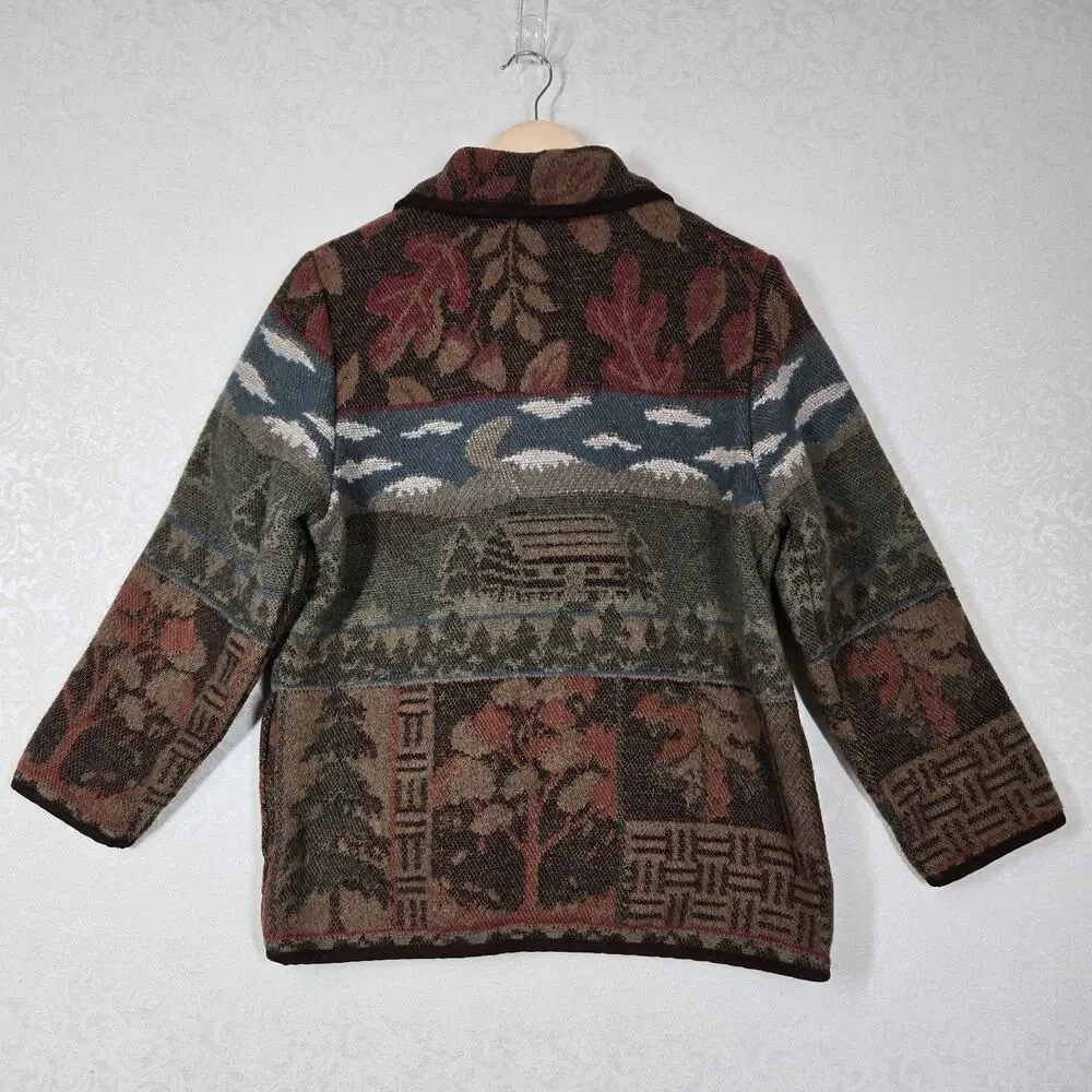Y2K Sonoma Tapestry Cabin Jacket S Cottagecore Rustic Woodland Barn Coat - Picture 9 of 14
